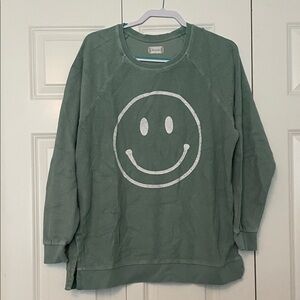 Altar'd State Green Smiley Sweatshirt